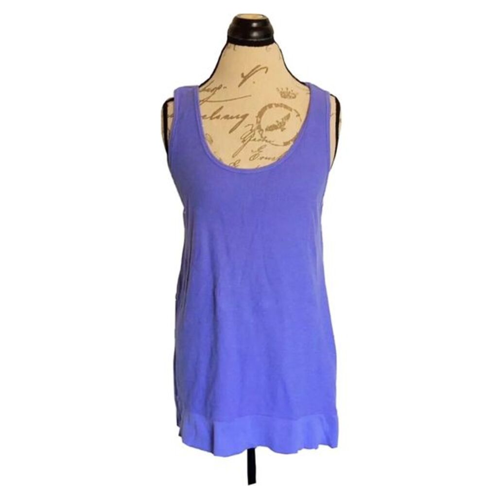 Kensie Sleeveless Blouse Top Size 2X Womens Blue  Low High Cotton Back Keyhole